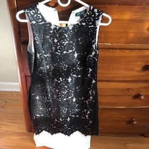 Ralph Lauren Size 6 Lace Black and White Dress